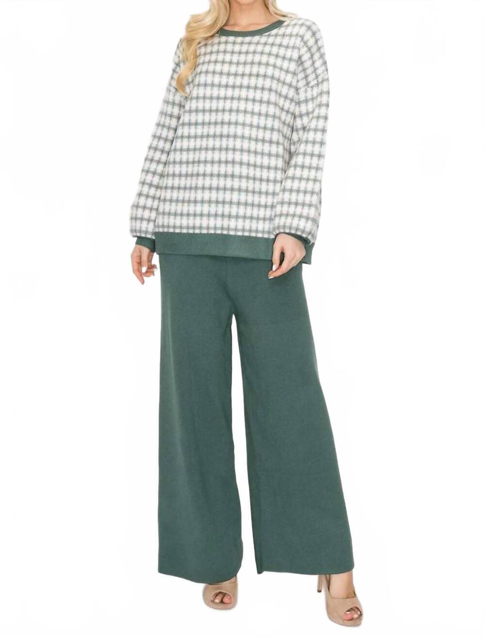 NEW JOH shala check knitted sweater in green